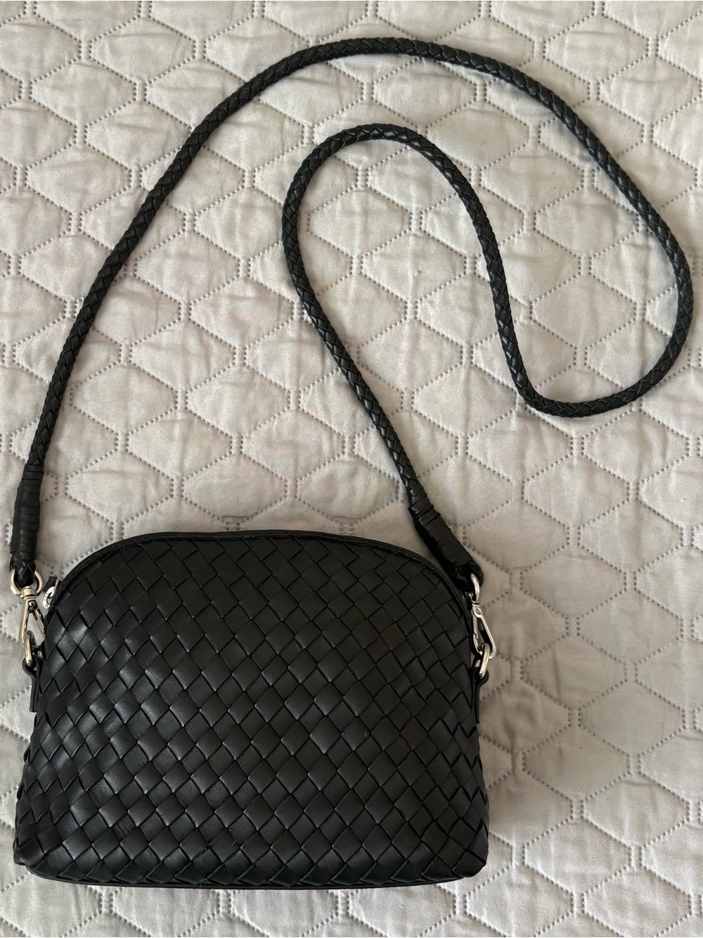 Dragon Diffusion Chunky Fellini Black Woven Leather Crossbody Pouchette